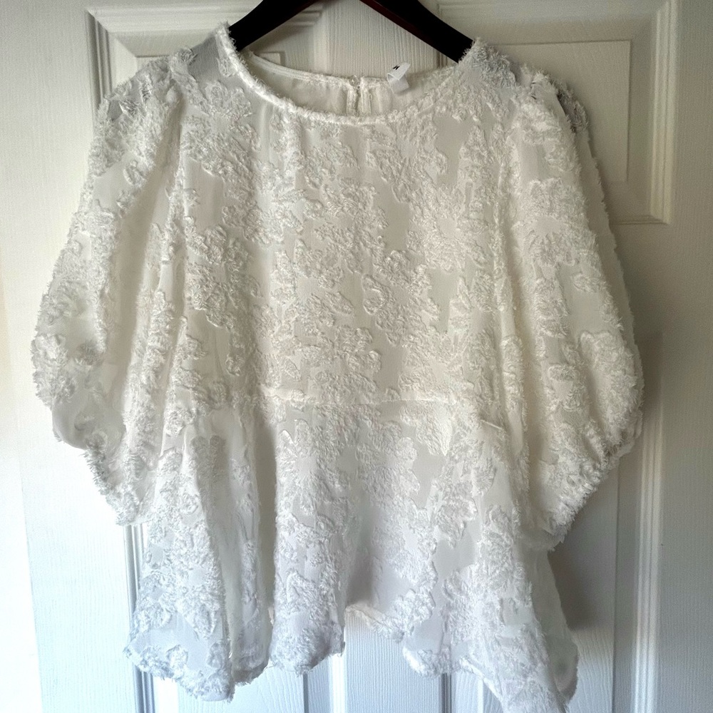 Mango White Blouse with Floral Design